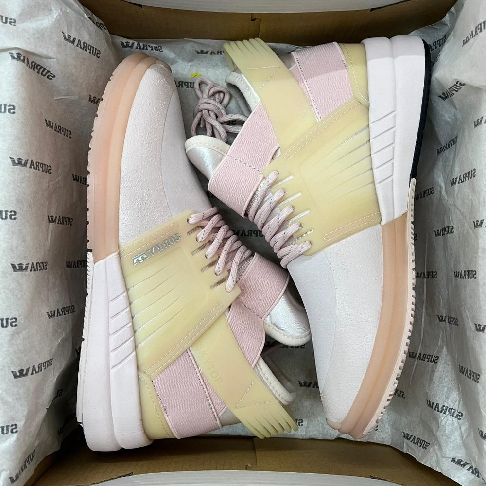 NWB Supra Skytop V Unisex High Top Sneakers White Beige Pink Size 6
